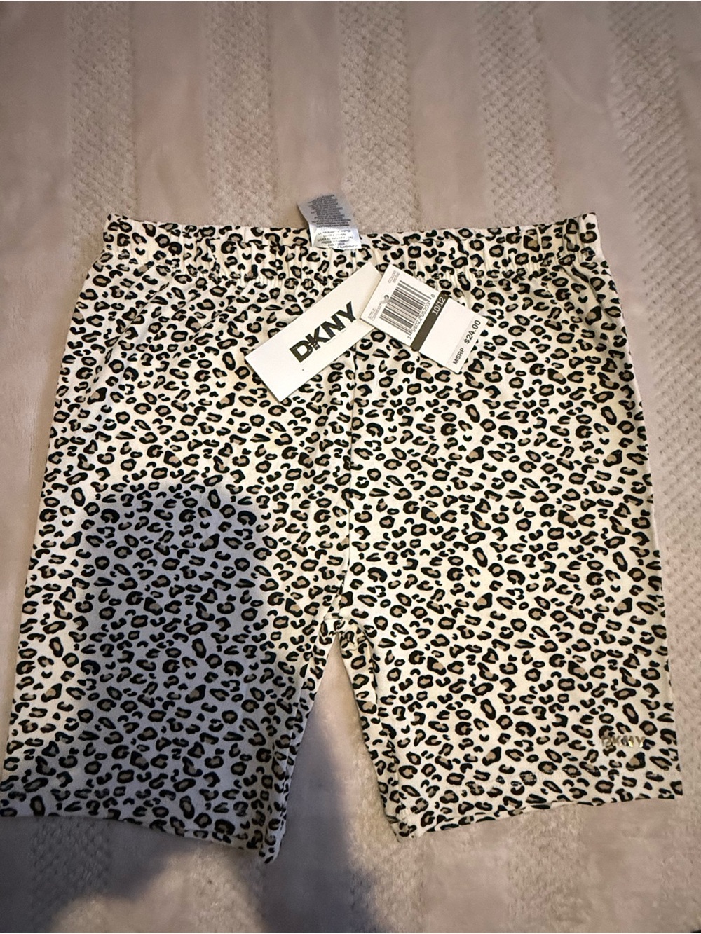 DKNY Leopard Print Kids Shorts - Black on Cream